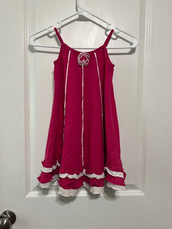 Hanna Andersson Other - Hanna Andersson Hot Pink Sundress with White Trim and Rose Sz 5